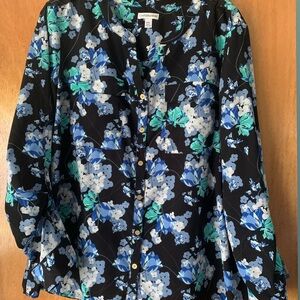 Navy floral blouse